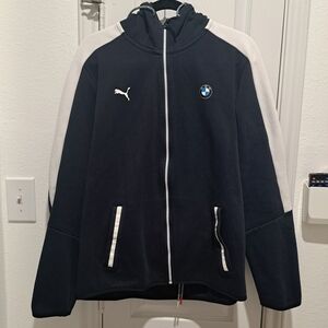 Puma Navy Blue and White Hoodie with BMW Logo Unit